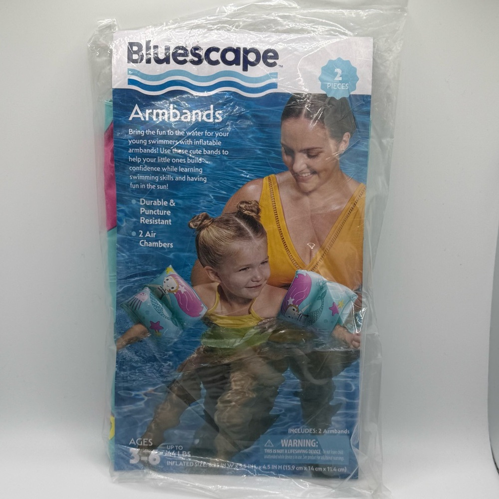 Blue scape Mermaid Arm Floaties Inflatable Printed Kids Arm Bands Pool Safety